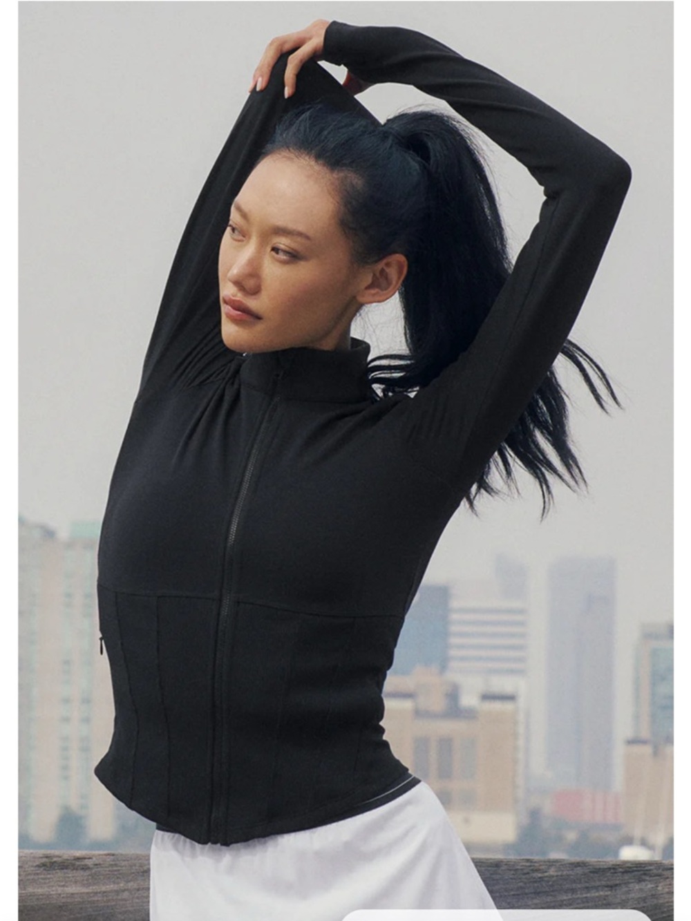 ALO Yoga Black Airbrush Corset Full Zip Jacket